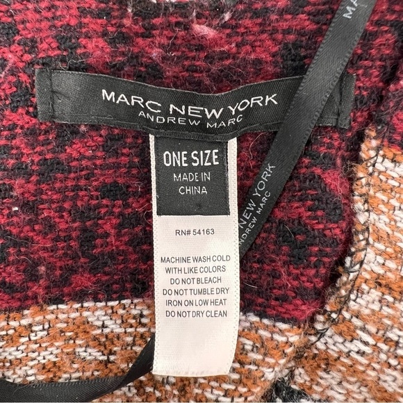 Andrew Mark Aztec Print Large Fringe Shawl Cape Wrap Autumn Colors Stripes Scarf - Picture 9 of 13